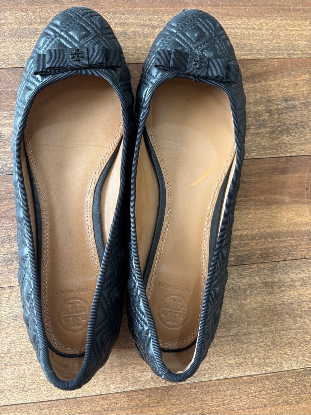 Tory Burch Black Quilted Ribbon Ballet Flats